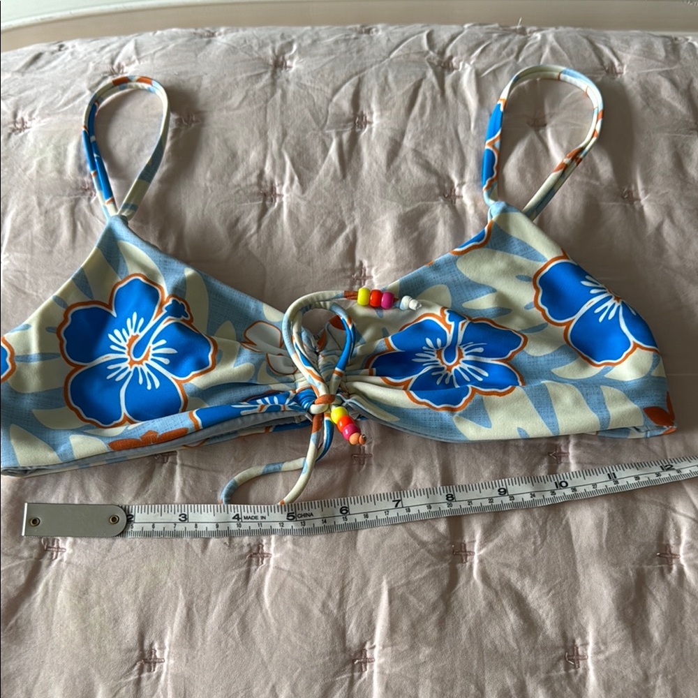 Blackbough Floral Bikini Top with Blue and Orange Accents